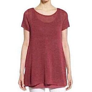 Eileen Fisher Boat Neck Tunic In Roaewood Pink | Size M